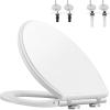 imageHibbent Premium Elongated Toilet Seat with CoverOval Quiet Close OneClick to Quick Release Easy Installation Never Loosen Hinge Slow Close Toilet Seat and Cover Easy CleaningWhite Color185 Elongated