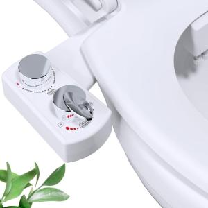 imageHibbent Bidet Attachment for Toilet Hot and Cold Water Spray NonElectric Dual Nozzle for Frontal ampamp Rear Wash Adjustable Water Pressure Control Self Cleaning Water Sprayer BlackChromeWhite