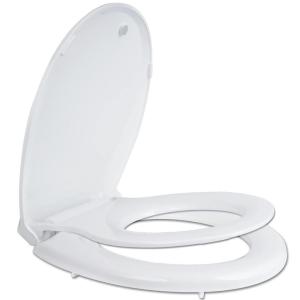 imageHibbent Potty Training Toilet Seat Builtin Magnetic Seat Lid with Cover Never Loosen and Slow Close Convertible Toilet Seat for Kids Adult and Child White ElongatedWhite
