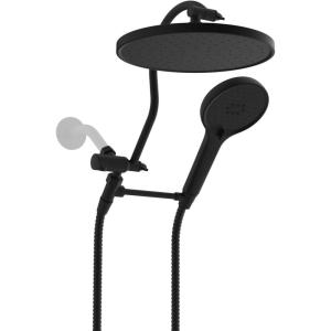 imageHibbent Selfcleaning Shower Head 10 High Pressure Rainfall Showerhead Showerhead ComboHandheld Shower Head 12 Adjustable Curved Shower Extension Arm 71 Hose 2 Shower Head Holders ChromeMatte Black
