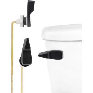 imageHibbent Toilet Handle Replacement Front Mount Tank Flush Lever Handle Compatible with American Standard Toilet Trip Lever with Stainless Steel Flapper Chains WhiteMatte Black