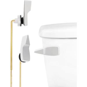 imageHibbent Toilet Handle Replacement Front Mount Tank Flush Lever Handle Compatible with American Standard Toilet Trip Lever with Stainless Steel Flapper Chains WhiteWhite