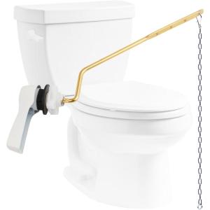 imageHibbent Universal Metal Side Mount Toilet Handle Replacement Kit Brass Toilet Flush Tank Lever with Stainless Steel Flapper Chains for Most Toilets Brushed GoldWhite