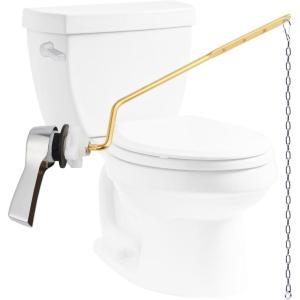 imageHibbent Universal Metal Side Mount Toilet Handle Replacement Kit Brass Toilet Flush Tank Lever with Stainless Steel Flapper Chains for Most Toilets Brushed GoldChrome
