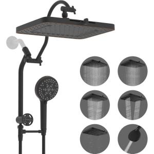 imageHibbent Upgraded 5spray 13 Shower Head High Pressure Rainfall Showerhead Combo Easy Reach 10Spray Handheld 12 Extension Arm 4way Diverter 71 Hose Showerhead Holder OilRubbed BronzeOil Rubbed Bronze