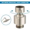 imageHibbent All Metal Shower Head Swivel Ball Joint Adapter Solid Brass Adjustable Shower Arm Connector Showerhead Extension Universal Showering Component Polished ChromeBrushed Nickel