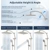 imageHibbent Selfcleaning Shower Head 10 High Pressure Rainfall Shower Head Showerhead ComboHandheld Shower Head 16 Adjustable Arc Shower Extension Arm 71 Hose Shower Head Holder ChromeBrushed Nickel