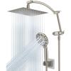imageHibbent All Metal 10 Dual Filtered Rainfall Shower Head Combo High Pressure Handheld Shower Head with 16 Adjustable Arc Extension Arm 20 Stage Shower Filter 10spray 71 Shower Hose ChromeBrushed Nickel