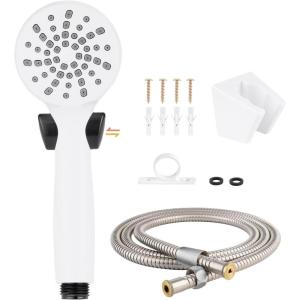 imageHibbent RV Shower Head Handheld Shower Head Water Saving RV Shower Head with 59 Shower Hose Trickle Switch Guide Ring and Shower Holder for Camper Van Travel Trailer Motorhome and Boat WhiteWhite