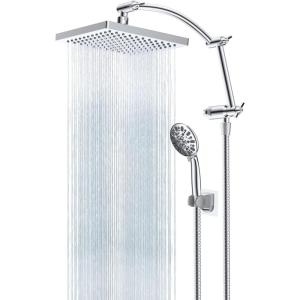 imageHibbent Selfcleaning Shower Head 10 High Pressure Rainfall Shower Head Showerhead ComboHandheld Shower Head 16 Adjustable Arc Shower Extension Arm 71 Hose Shower Head Holder ChromeChrome