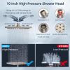 imageHibbent 10 Selfcleaning Rainfall Shower Head High Pressure Handheld Shower Head Showerhead Combo with 12 Adjustable Curved Shower Extension Arm 7Spray 71 Hose Showerhead Holder ChromeBrushed Nickel