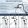 imageHibbent 10 Selfcleaning Rainfall Shower Head High Pressure Handheld Shower Head Showerhead Combo with 12 Adjustable Curved Shower Extension Arm 7Spray 71 Hose Showerhead Holder ChromeMatte Black