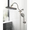 imageHibbent 10 Selfcleaning Rainfall Shower Head High Pressure Handheld Shower Head Showerhead Combo with 12 Adjustable Curved Shower Extension Arm 7Spray 71 Hose Showerhead Holder ChromeBrushed Nickel