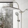 imageHibbent 10 Selfcleaning Rainfall Shower Head High Pressure Handheld Shower Head Showerhead Combo with 12 Adjustable Curved Shower Extension Arm 7Spray 71 Hose Showerhead Holder ChromeBrushed Nickel