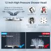 imageHibbent 10 Selfcleaning Rainfall Shower Head High Pressure Handheld Shower Head Showerhead Combo with 12 Adjustable Curved Shower Extension Arm 7Spray 71 Hose Showerhead Holder ChromeChrome