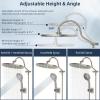 imageHibbent 10 Selfcleaning Rainfall Shower Head High Pressure Handheld Shower Head Showerhead Combo with 12 Adjustable Curved Shower Extension Arm 7Spray 71 Hose Showerhead Holder ChromeBrushed Nickel