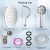 imageHibbent 10 Selfcleaning Rainfall Shower Head High Pressure Handheld Shower Head Showerhead Combo with 12 Adjustable Curved Shower Extension Arm 7Spray 71 Hose Showerhead Holder ChromeChrome