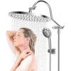 imageHibbent 10 Selfcleaning Rainfall Shower Head High Pressure Handheld Shower Head Showerhead Combo with 12 Adjustable Curved Shower Extension Arm 7Spray 71 Hose Showerhead Holder ChromeChrome