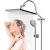 imageHibbent 10 Selfcleaning Rainfall Shower Head High Pressure Handheld Shower Head Showerhead Combo with 12 Adjustable Curved Shower Extension Arm 7Spray 71 Hose Showerhead Holder ChromeChrome