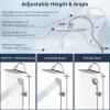 imageHibbent 10 Selfcleaning Rainfall Shower Head High Pressure Handheld Shower Head Showerhead Combo with 12 Adjustable Curved Shower Extension Arm 7Spray 71 Hose Showerhead Holder ChromeChrome