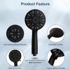 imageHibbent 10 Selfcleaning Rainfall Shower Head High Pressure Handheld Shower Head Showerhead Combo with 12 Adjustable Curved Shower Extension Arm 7Spray 71 Hose Showerhead Holder ChromeMatte Black