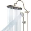 imageHibbent 10 Selfcleaning Rainfall Shower Head High Pressure Handheld Shower Head Showerhead Combo with 12 Adjustable Curved Shower Extension Arm 7Spray 71 Hose Showerhead Holder ChromeBrushed Nickel