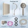 imageHibbent 10 Selfcleaning Rainfall Shower Head High Pressure Handheld Shower Head Showerhead Combo with 12 Adjustable Curved Shower Extension Arm 7Spray 71 Hose Showerhead Holder ChromeBrushed Nickel