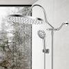 imageHibbent 10 Selfcleaning Rainfall Shower Head High Pressure Handheld Shower Head Showerhead Combo with 12 Adjustable Curved Shower Extension Arm 7Spray 71 Hose Showerhead Holder ChromeChrome