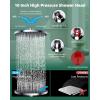 imageHibbent 10 Selfcleaning Rainfall Shower Head High Pressure Handheld Shower Head Showerhead Combo with 12 Adjustable Curved Shower Extension Arm 7Spray 71 Hose Showerhead Holder ChromeChrome