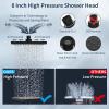 imageHibbent 10 Selfcleaning Rainfall Shower Head High Pressure Handheld Shower Head Showerhead Combo with 12 Adjustable Curved Shower Extension Arm 7Spray 71 Hose Showerhead Holder ChromeMatte Black