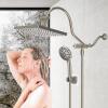 imageHibbent 10 Selfcleaning Rainfall Shower Head High Pressure Handheld Shower Head Showerhead Combo with 12 Adjustable Curved Shower Extension Arm 7Spray 71 Hose Showerhead Holder ChromeBrushed Nickel