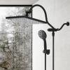 imageHibbent 10 Selfcleaning Rainfall Shower Head High Pressure Handheld Shower Head Showerhead Combo with 12 Adjustable Curved Shower Extension Arm 7Spray 71 Hose Showerhead Holder ChromeMatte Black