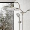 imageHibbent 10 Selfcleaning Rainfall Shower Head High Pressure Handheld Shower Head Showerhead Combo with 12 Adjustable Curved Shower Extension Arm 7Spray 71 Hose Showerhead Holder ChromeBrushed Nickel