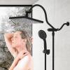 imageHibbent 10 Selfcleaning Rainfall Shower Head High Pressure Handheld Shower Head Showerhead Combo with 12 Adjustable Curved Shower Extension Arm 7Spray 71 Hose Showerhead Holder ChromeMatte Black