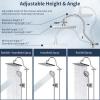 imageHibbent 10 Selfcleaning Rainfall Shower Head High Pressure Handheld Shower Head Showerhead Combo with 12 Adjustable Curved Shower Extension Arm 7Spray 71 Hose Showerhead Holder ChromeChrome