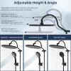 imageHibbent 10 Selfcleaning Rainfall Shower Head High Pressure Handheld Shower Head Showerhead Combo with 12 Adjustable Curved Shower Extension Arm 7Spray 71 Hose Showerhead Holder ChromeMatte Black