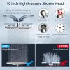 imageHibbent 10 Selfcleaning Rainfall Shower Head High Pressure Handheld Shower Head Showerhead Combo with 12 Adjustable Curved Shower Extension Arm 7Spray 71 Hose Showerhead Holder ChromeChrome