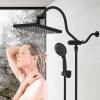 imageHibbent 10 Selfcleaning Rainfall Shower Head High Pressure Handheld Shower Head Showerhead Combo with 12 Adjustable Curved Shower Extension Arm 7Spray 71 Hose Showerhead Holder ChromeOil Rubbed Bronze