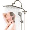 imageHibbent 10 Selfcleaning Rainfall Shower Head High Pressure Handheld Shower Head Showerhead Combo with 12 Adjustable Curved Shower Extension Arm 7Spray 71 Hose Showerhead Holder ChromeBrushed Nickel