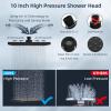 imageHibbent 10 Selfcleaning Rainfall Shower Head High Pressure Handheld Shower Head Showerhead Combo with 12 Adjustable Curved Shower Extension Arm 7Spray 71 Hose Showerhead Holder ChromeOil Rubbed Bronze