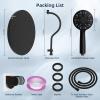 imageHibbent 10 Selfcleaning Rainfall Shower Head High Pressure Handheld Shower Head Showerhead Combo with 12 Adjustable Curved Shower Extension Arm 7Spray 71 Hose Showerhead Holder ChromeMatte Black