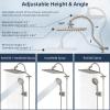 imageHibbent 10 Selfcleaning Rainfall Shower Head High Pressure Handheld Shower Head Showerhead Combo with 12 Adjustable Curved Shower Extension Arm 7Spray 71 Hose Showerhead Holder ChromeBrushed Nickel