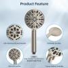 imageHibbent 10 Selfcleaning Rainfall Shower Head High Pressure Handheld Shower Head Showerhead Combo with 12 Adjustable Curved Shower Extension Arm 7Spray 71 Hose Showerhead Holder ChromeBrushed Nickel