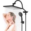 imageHibbent 10 Selfcleaning Rainfall Shower Head High Pressure Handheld Shower Head Showerhead Combo with 12 Adjustable Curved Shower Extension Arm 7Spray 71 Hose Showerhead Holder ChromeOil Rubbed Bronze