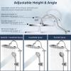imageHibbent 10 Selfcleaning Rainfall Shower Head High Pressure Handheld Shower Head Showerhead Combo with 12 Adjustable Curved Shower Extension Arm 7Spray 71 Hose Showerhead Holder ChromeChrome