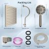 imageHibbent 10 Selfcleaning Rainfall Shower Head High Pressure Handheld Shower Head Showerhead Combo with 12 Adjustable Curved Shower Extension Arm 7Spray 71 Hose Showerhead Holder ChromeBrushed Nickel