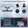 imageHibbent 10 Selfcleaning Rainfall Shower Head High Pressure Handheld Shower Head Showerhead Combo with 12 Adjustable Curved Shower Extension Arm 7Spray 71 Hose Showerhead Holder ChromeMatte Black