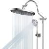 imageHibbent 10 Selfcleaning Rainfall Shower Head High Pressure Handheld Shower Head Showerhead Combo with 12 Adjustable Curved Shower Extension Arm 7Spray 71 Hose Showerhead Holder ChromeChrome