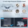 imageHibbent 10 Selfcleaning Rainfall Shower Head High Pressure Handheld Shower Head Showerhead Combo with 12 Adjustable Curved Shower Extension Arm 7Spray 71 Hose Showerhead Holder ChromeBrushed Nickel