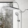 imageHibbent 10 Selfcleaning Rainfall Shower Head High Pressure Handheld Shower Head Showerhead Combo with 12 Adjustable Curved Shower Extension Arm 7Spray 71 Hose Showerhead Holder ChromeChrome